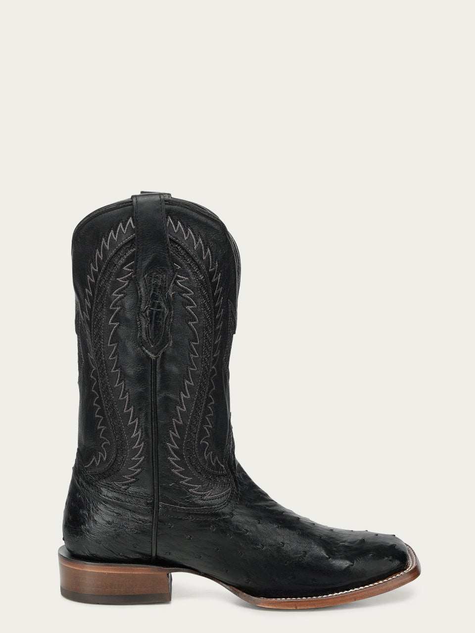 Men's Corral Black Genuine Ostrich Boots with Inlay & Embroidery