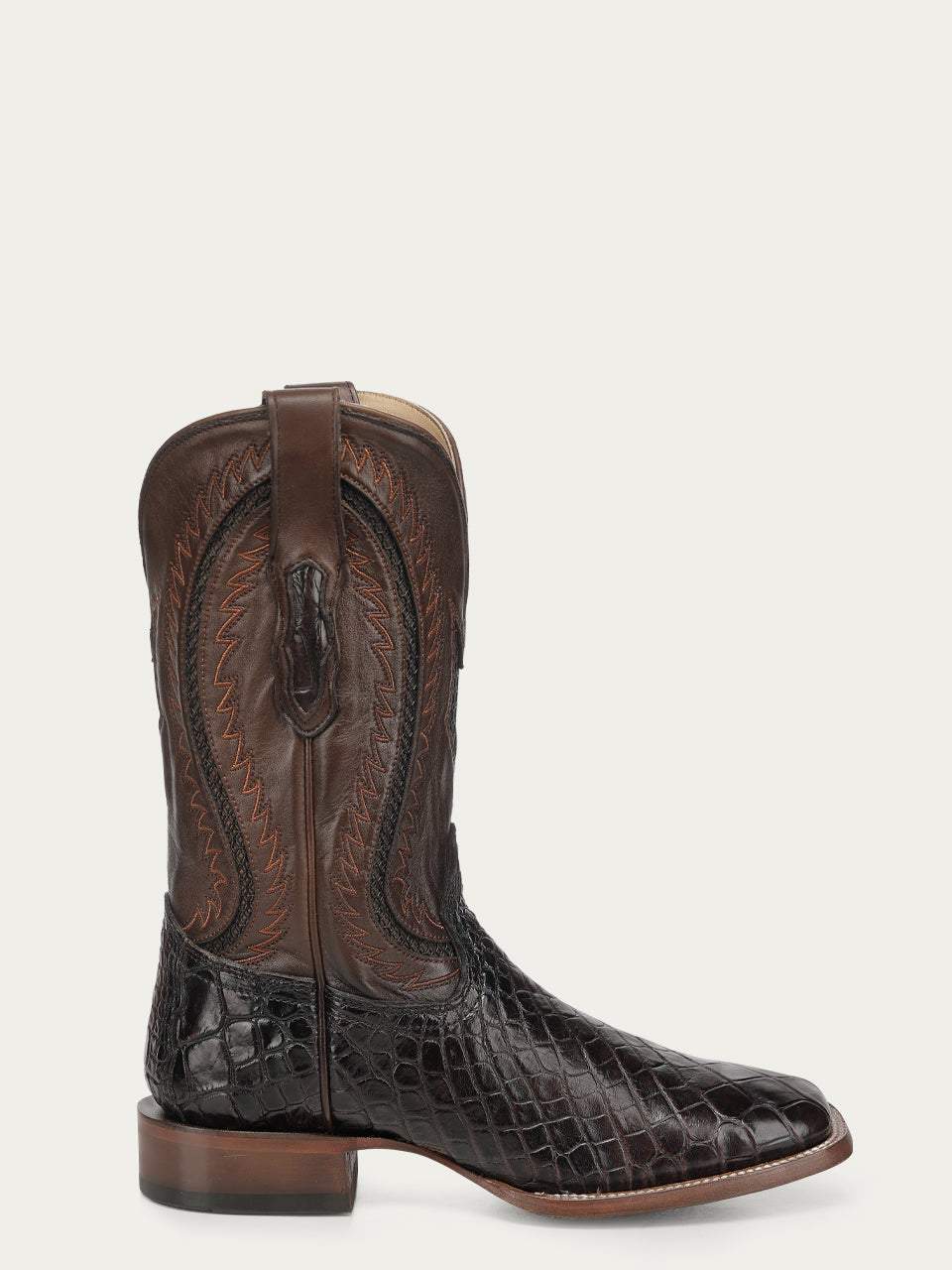 Men's Corral Brown Genuine American Alligator Boots with Inlay & Embroidery