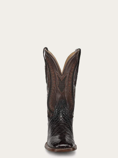 Men's Corral Brown Genuine American Alligator Boots with Inlay & Embroidery