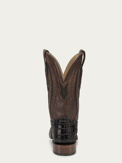 Men's Corral Brown Genuine American Alligator Boots with Inlay & Embroidery