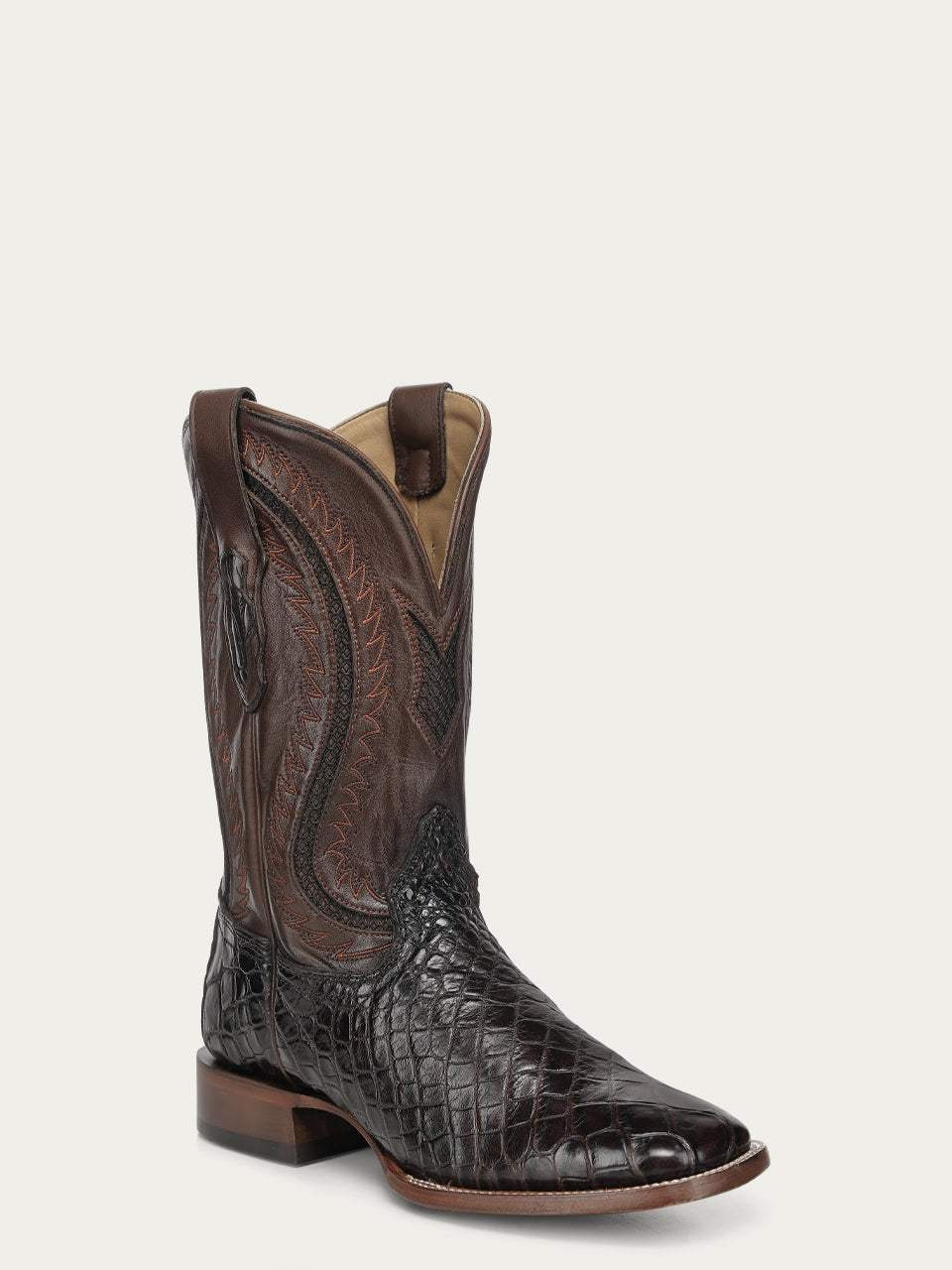 Men's Corral Brown Genuine American Alligator Boots with Inlay & Embroidery