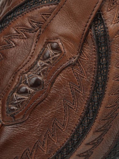 Men's Corral Honey Genuine American Alligator Boots with Embroidery