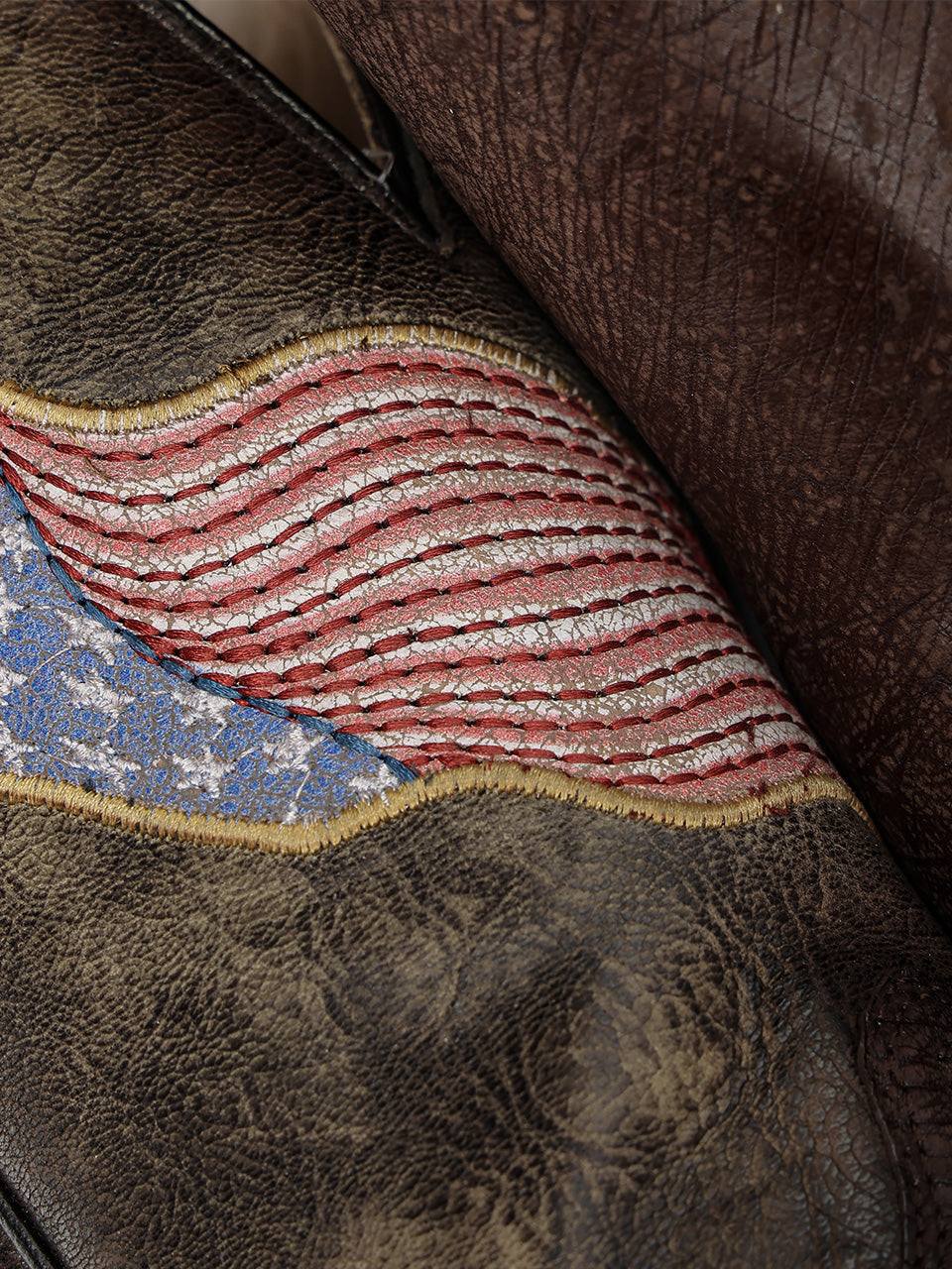 Men's Corral Brown Genuine Ostrich Boots with Patriotic Embroidery