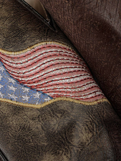 Men's Corral Brown Genuine Ostrich Boots with Patriotic Embroidery