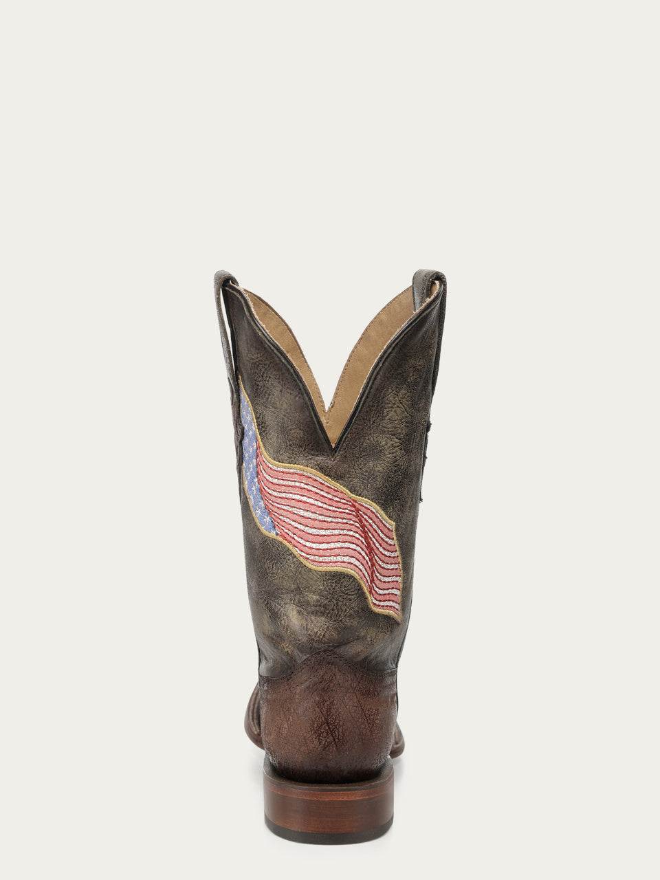 Men's Corral Brown Genuine Ostrich Boots with Patriotic Embroidery