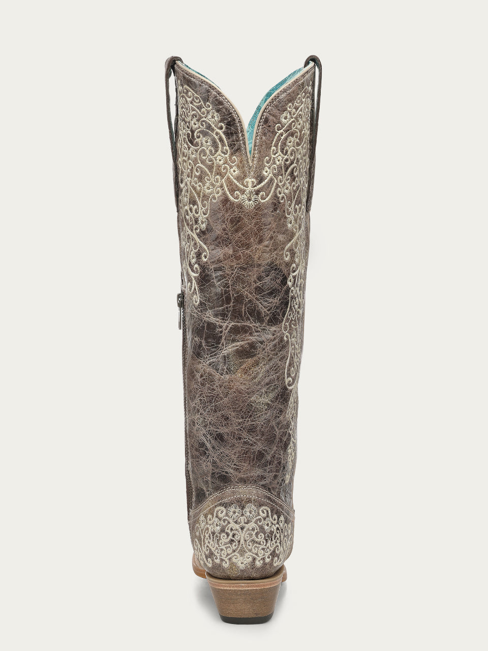 Women's Corral Tobacco Genuine Leather Boots with Floral Embroidery Tall Top