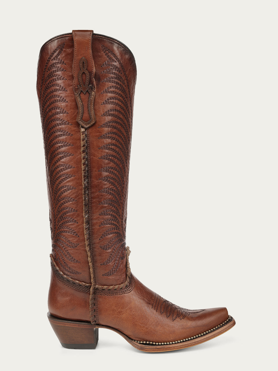 Women's Corral Honey Genuine Leather Boots with Embroidery & Woven & Metallic Welt Tall Top