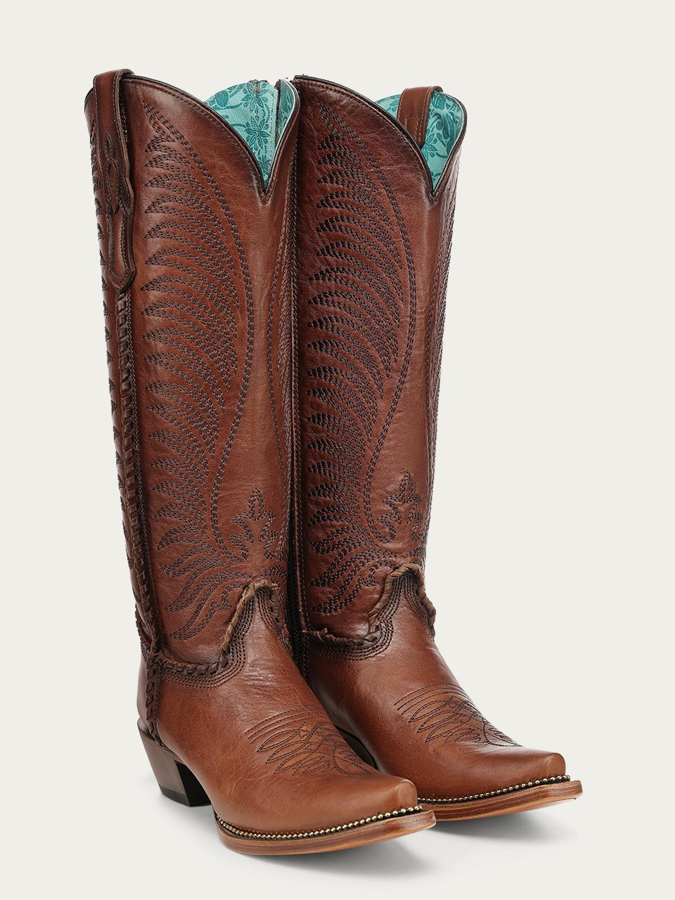 Women's Corral Honey Genuine Leather Boots with Embroidery & Woven & Metallic Welt Tall Top