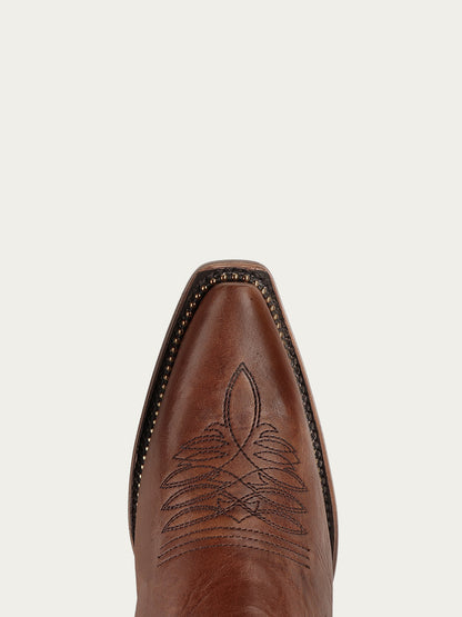 Women's Corral Honey Genuine Leather Boots with Embroidery & Woven & Metallic Welt Tall Top