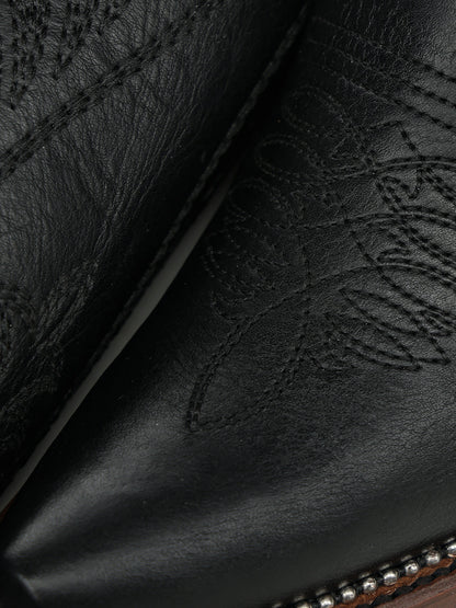 Women's Corral Black Genuine Leather Boots with Embroidery & Woven & Metallic Welt Tall Top