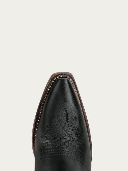 Women's Corral Black Genuine Leather Boots with Embroidery & Woven & Metallic Welt Tall Top