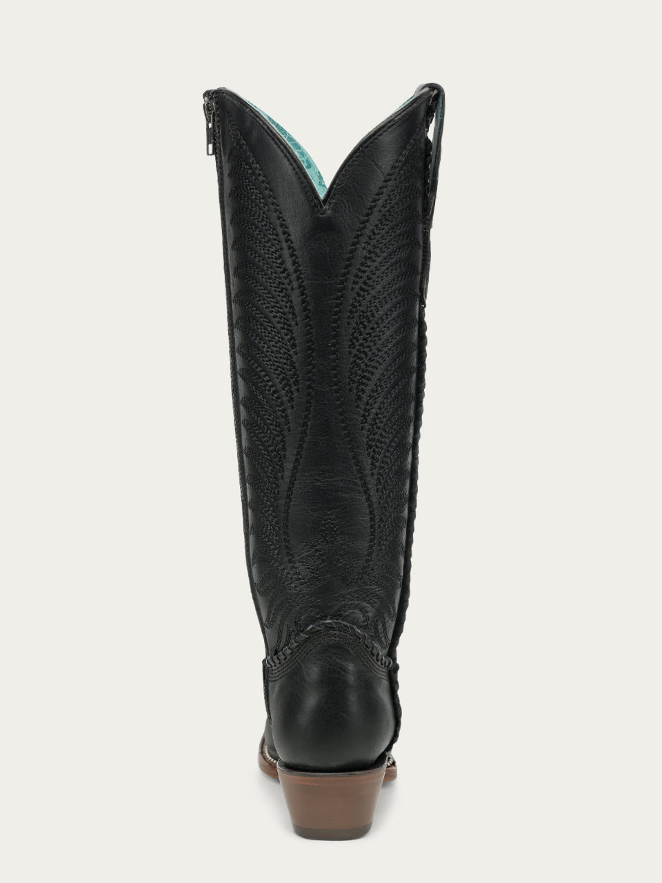 Women's Corral Black Genuine Leather Boots with Embroidery & Woven & Metallic Welt Tall Top