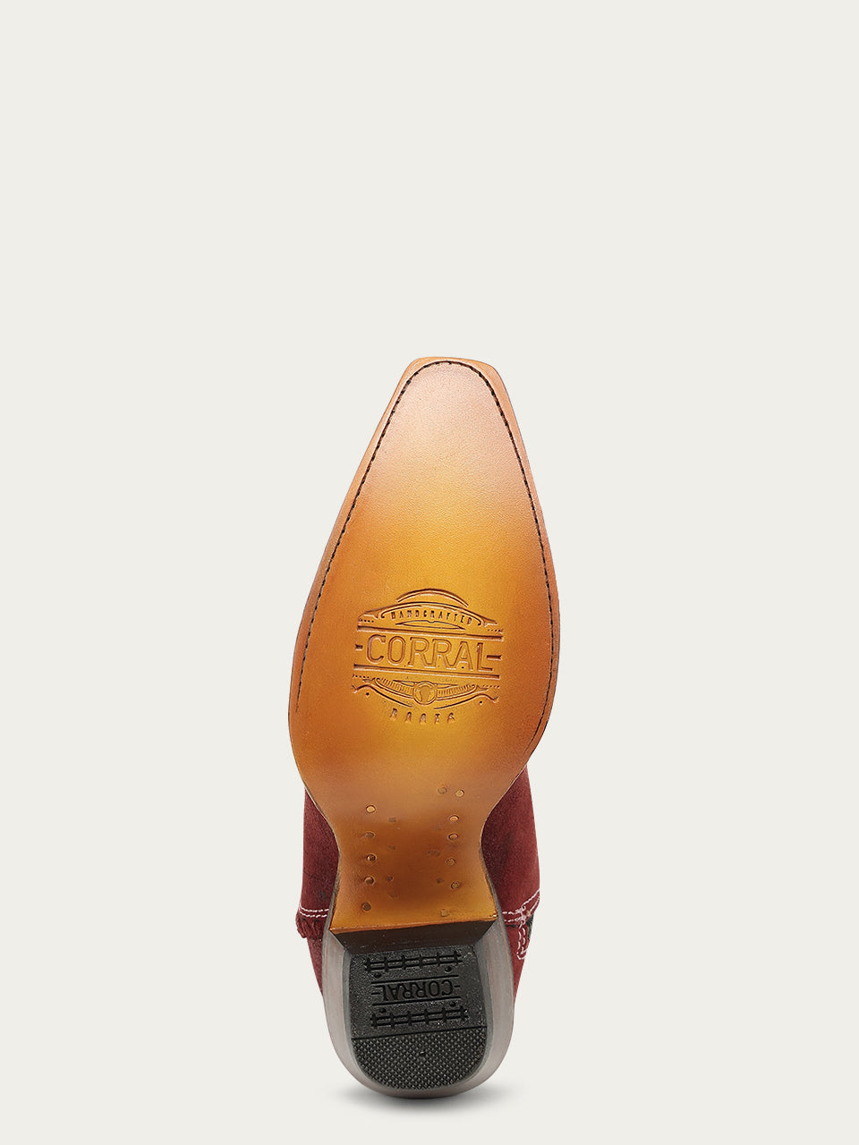 Women's Corral Wine Genuine Leather Boots with Embroidery & Woven & Metallic Welt Tall Top