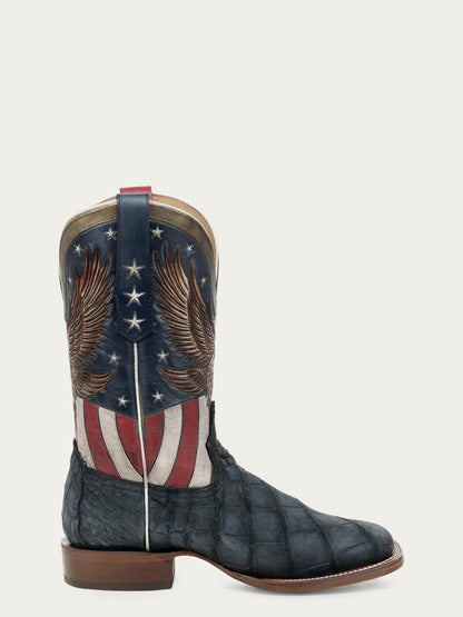 Men's Corral Boots Liberty Eagle Blue Genuine American Alligator Boots Handmade