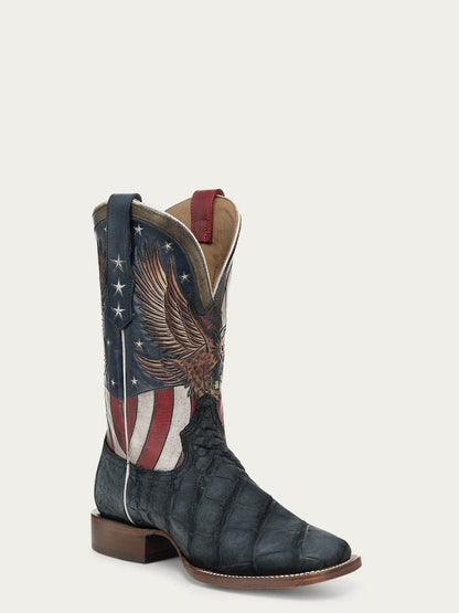 Men's Corral Boots Liberty Eagle Blue Genuine American Alligator Boots Handmade