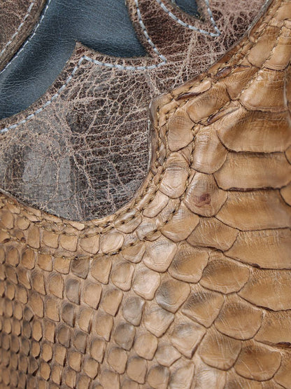 Men's Corral Honey Genuine Python Boots with Inlay & Embroidery