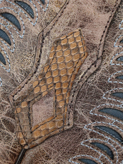 Men's Corral Honey Genuine Python Boots with Inlay & Embroidery