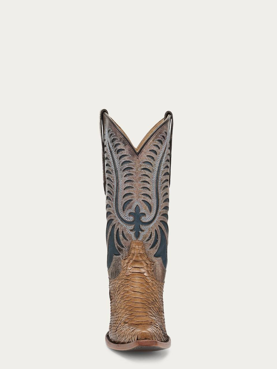 Men's Corral Honey Genuine Python Boots with Inlay & Embroidery