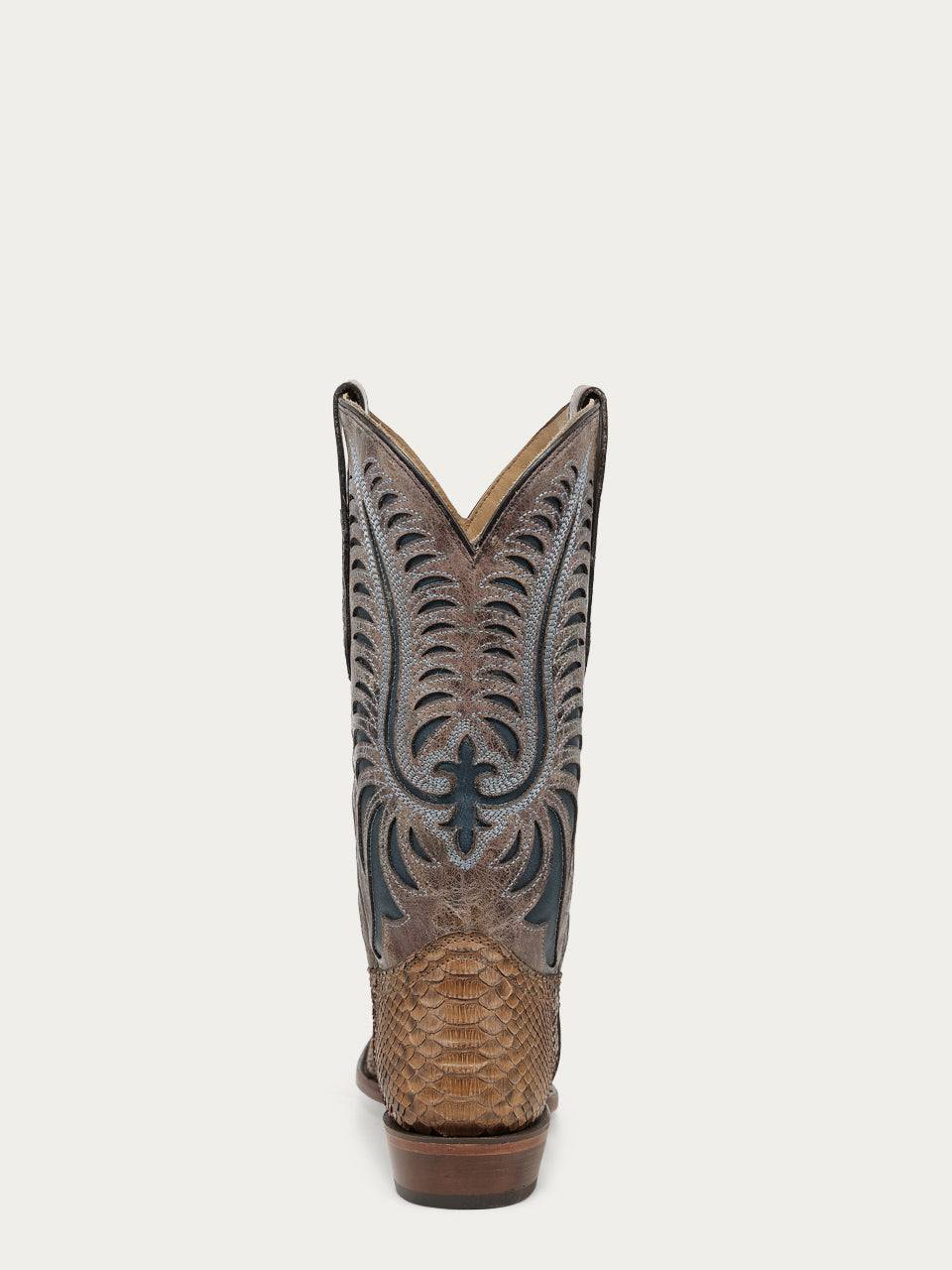 Men's Corral Honey Genuine Python Boots with Inlay & Embroidery