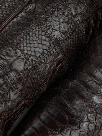Women's Corral Chocolate Genuine Python Boots with Patchwork Tall Top Cowboy Boot