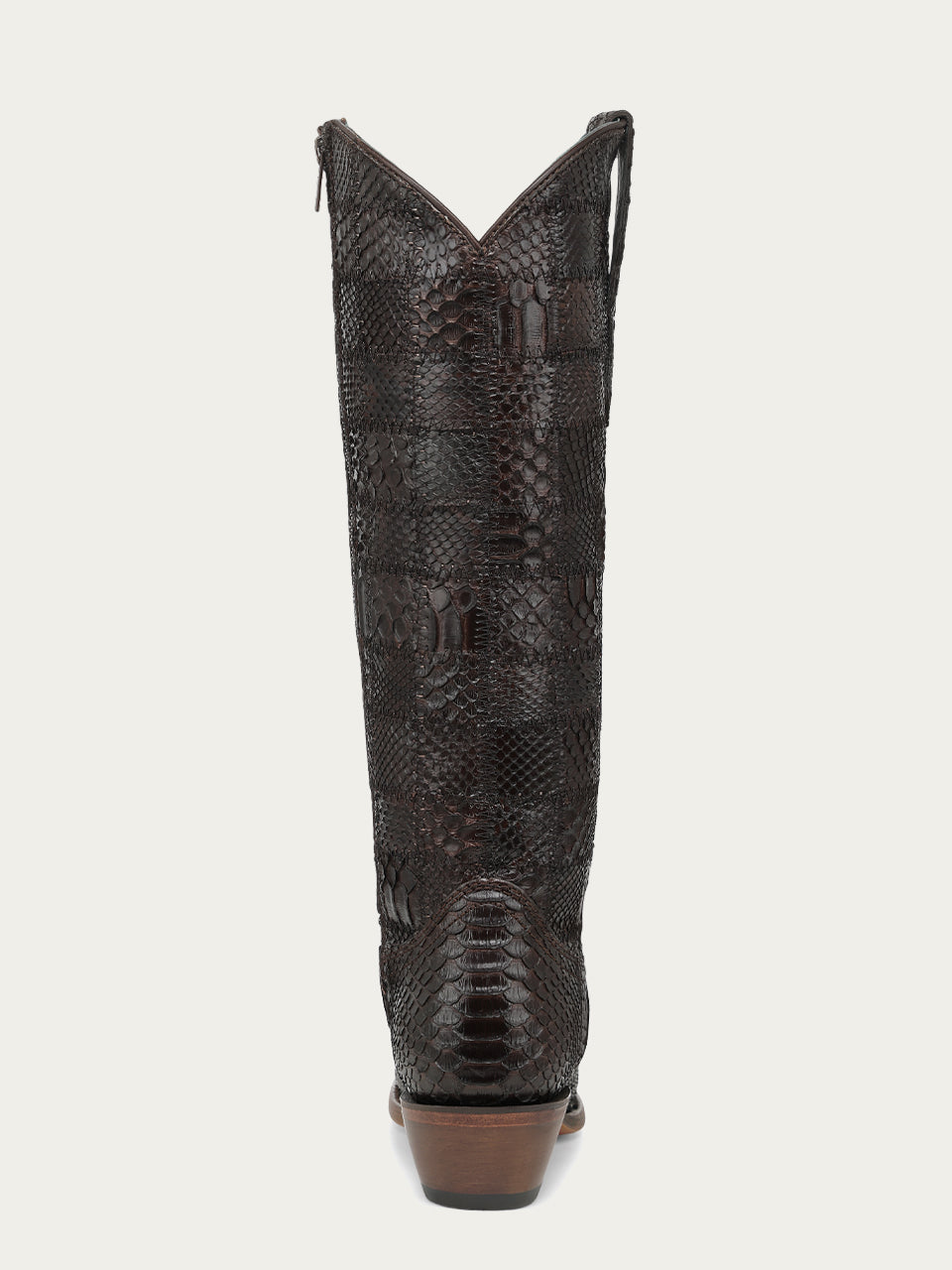 Women's Corral Chocolate Genuine Python Boots with Patchwork Tall Top Cowboy Boot