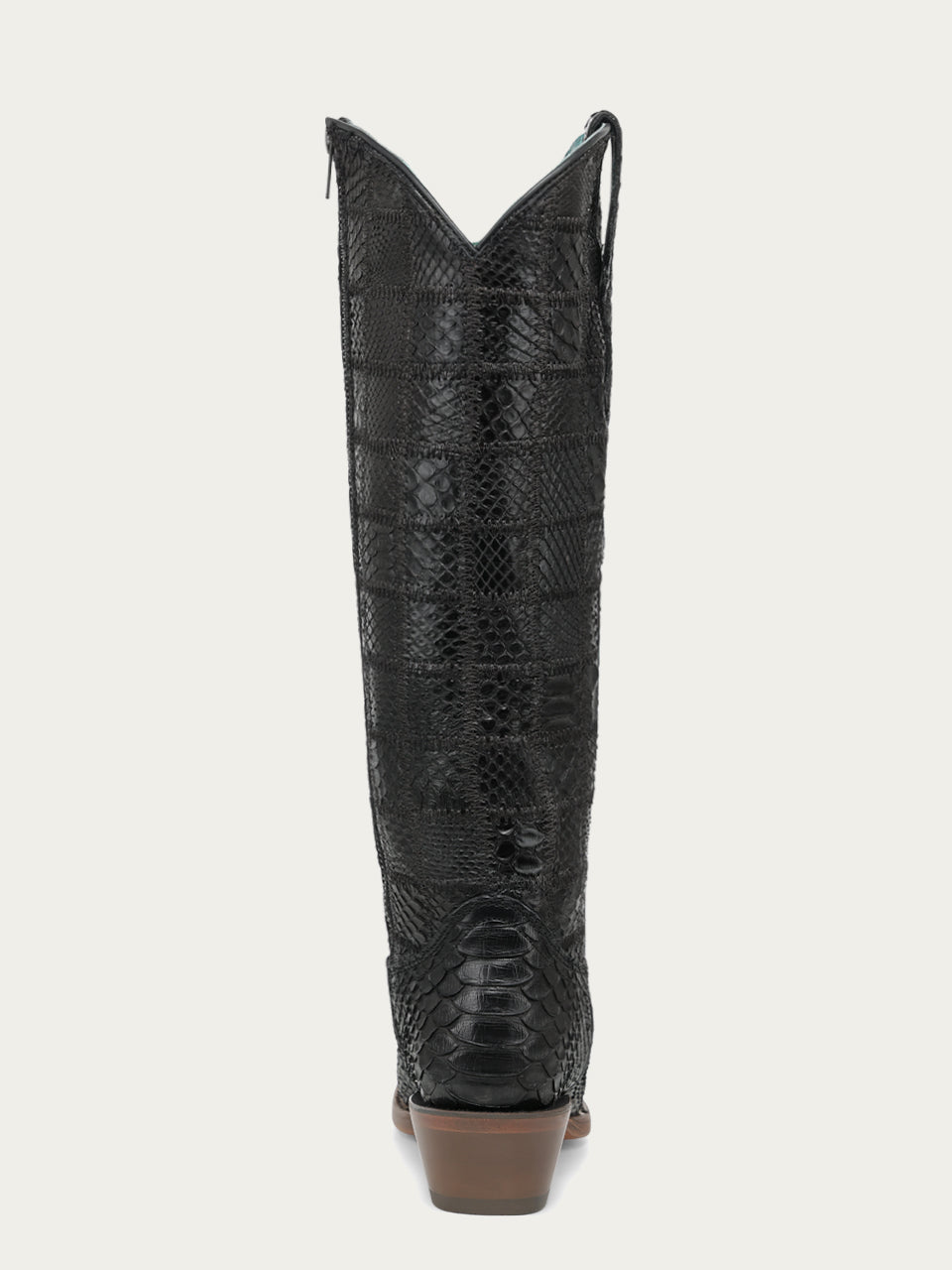 Women's Corral Black Genuine Python Boots with Patchwork Tall Top