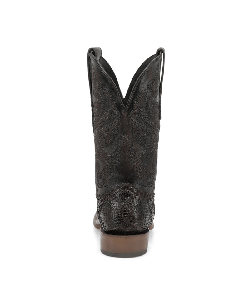Men's Corral Chocolate Genuine Python Boots with Patchwork & Embroidery