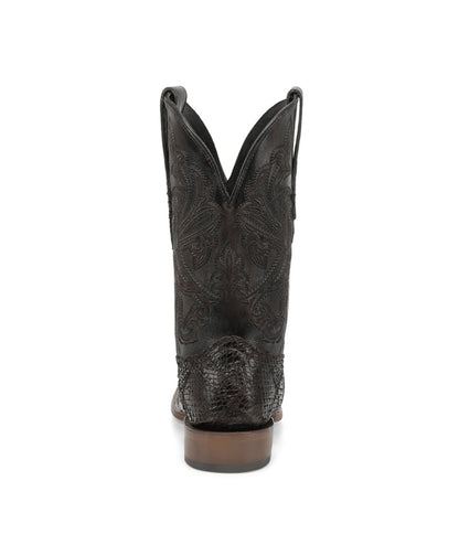 Men's Corral Chocolate Genuine Python Boots with Patchwork & Embroidery