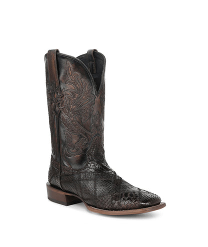 Men's Corral Chocolate Genuine Python Boots with Patchwork & Embroidery