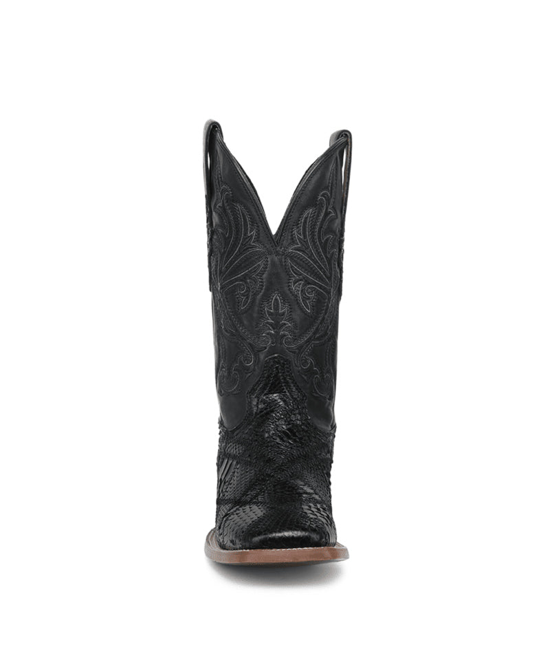 Men's Corral Black Genuine Python Boots with Patchwork & Embroidery