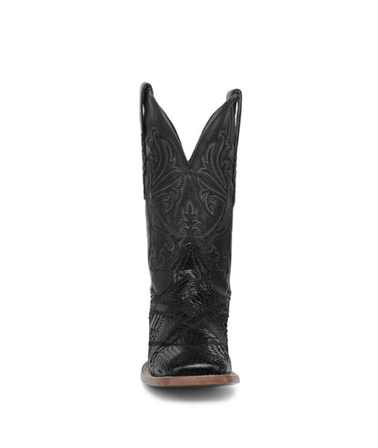 Men's Corral Black Genuine Python Boots with Patchwork & Embroidery