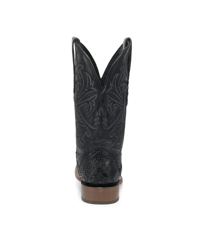 Men's Corral Black Genuine Python Boots with Patchwork & Embroidery