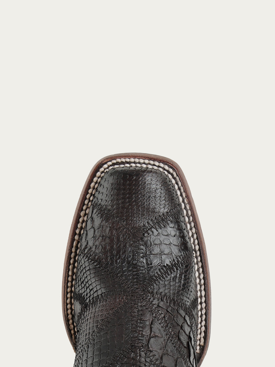 Women's Corral Chocolate Genuine Python Boots with Patchwork & Eagle Overlay