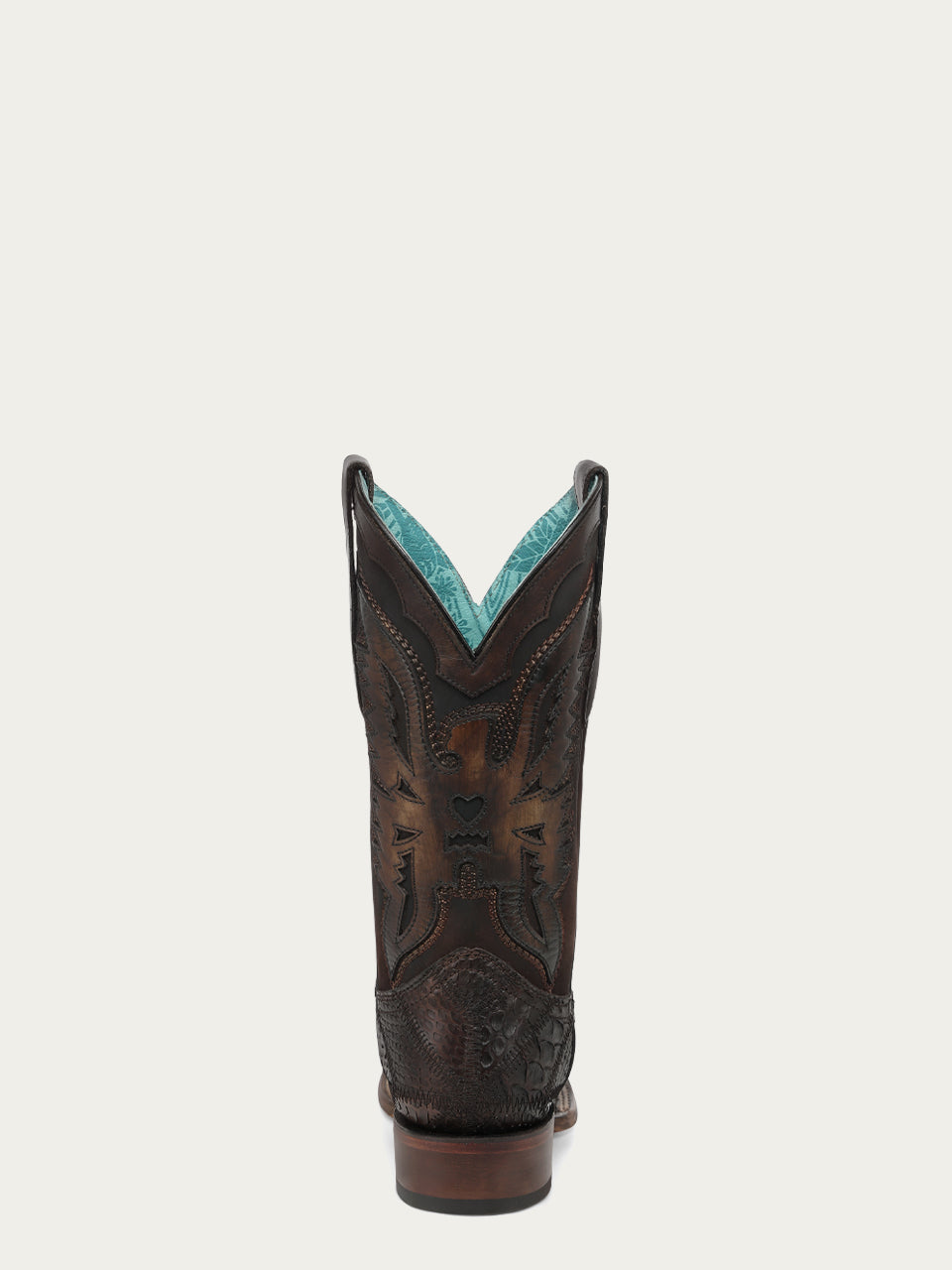 Women's Corral Chocolate Genuine Python Boots with Patchwork & Eagle Overlay