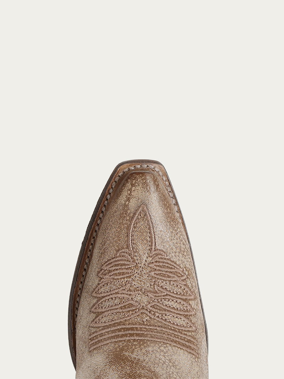 Women's Corral Brown Genuine Leather Boots with Silver Inlay and Floral Embroidery Snip Toe Cowboy Boot