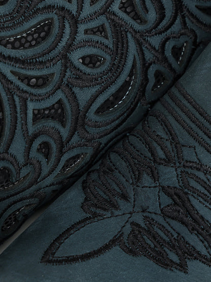 Women's Corral Blue Genuine Leather Boots with Inlay & Flowered Embroidery