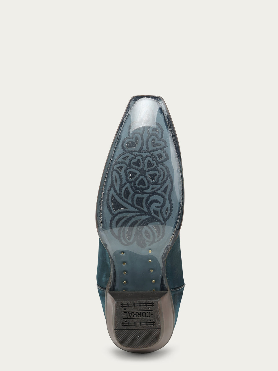 Women's Corral Blue Genuine Leather Boots with Inlay & Flowered Embroidery