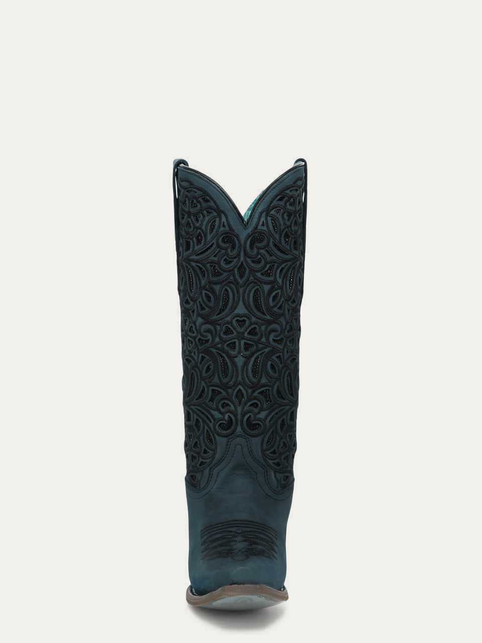 Women's Corral Blue Genuine Leather Boots with Inlay & Flowered Embroidery