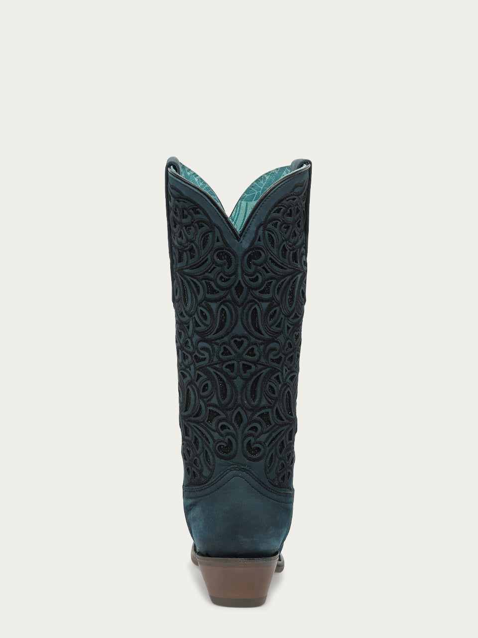 Women's Corral Blue Genuine Leather Boots with Inlay & Flowered Embroidery