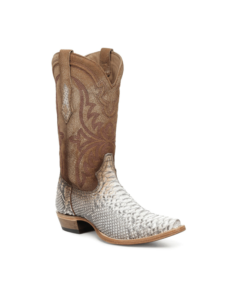 Men's Corral Natural Genuine Python Boots with Embroidery