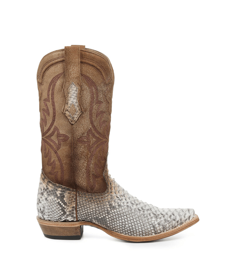 Men's Corral Natural Genuine Python Boots with Embroidery