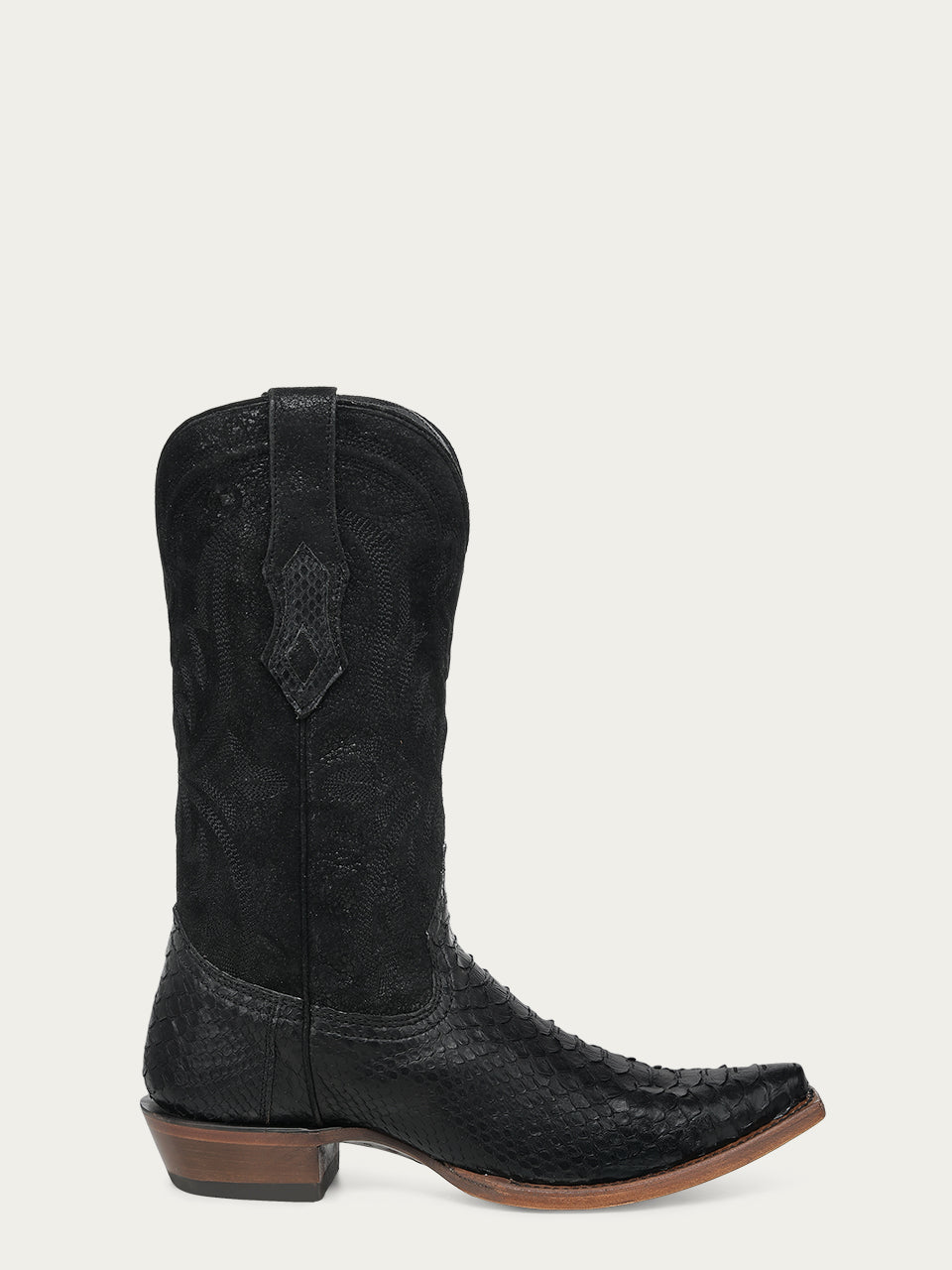 Men's Corral Black Genuine Python Boots with Lamb Embroidery Cowboy Boot
