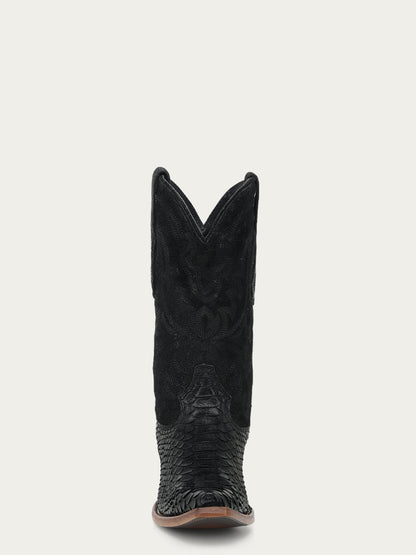 Men's Corral Black Genuine Python Boots with Lamb Embroidery Cowboy Boot