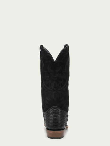 Men's Corral Black Genuine Python Boots with Lamb Embroidery Cowboy Boot