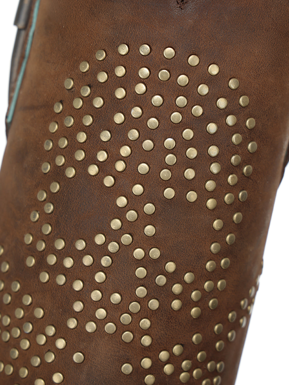 Women's Corral Brown Genuine Leather Boots with Skull Desing Studs & Welt Metallic