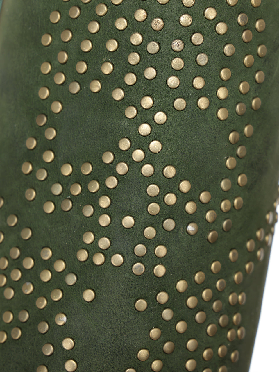 Women's Corral Olive Green Genuine Leather Boots with Skull Design with Studs and Metallic Welt Cowboy Boot