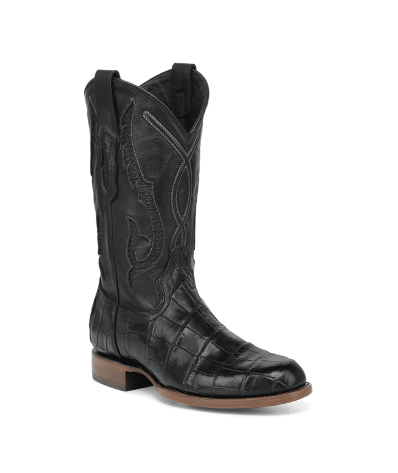 Men's Corral Black Genuine American Alligator Boots with Inlay & Embroidery