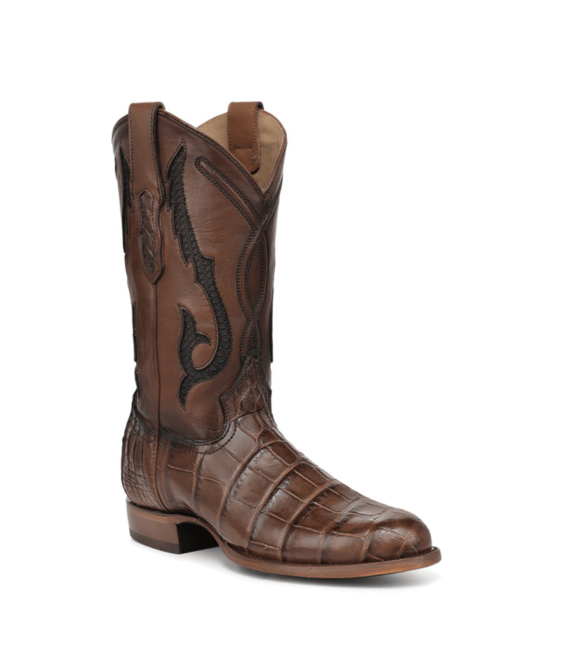 Men's Corral Honey Genuine American Alligator Boots with Inlay & Embroidery