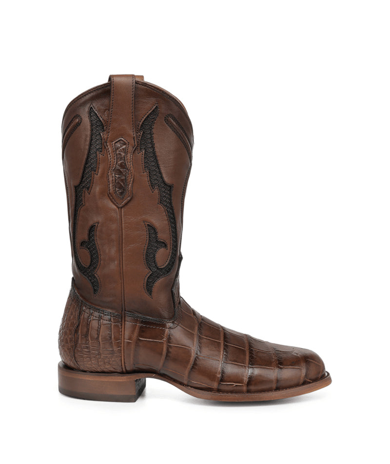 Men's Corral Honey Genuine American Alligator Boots with Inlay & Embroidery