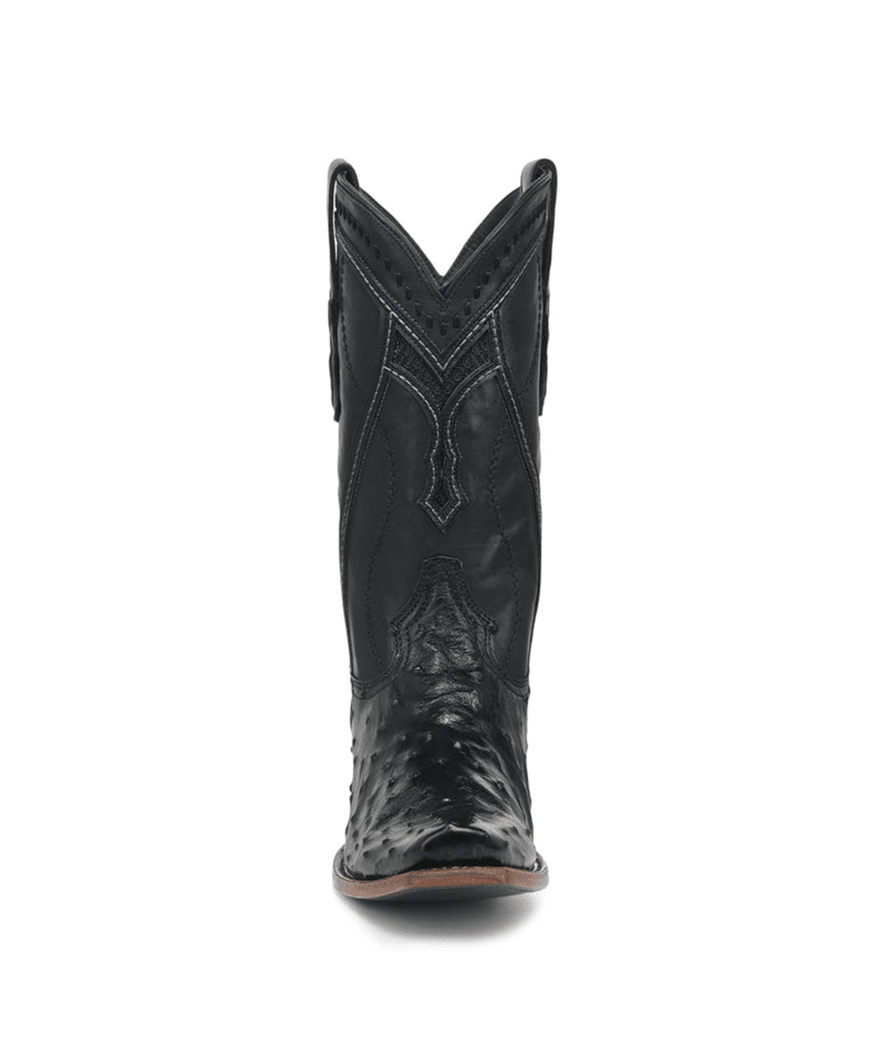 Men's Corral Black Genuine Full Quill Ostrich Boots with Inlay & Embroidery